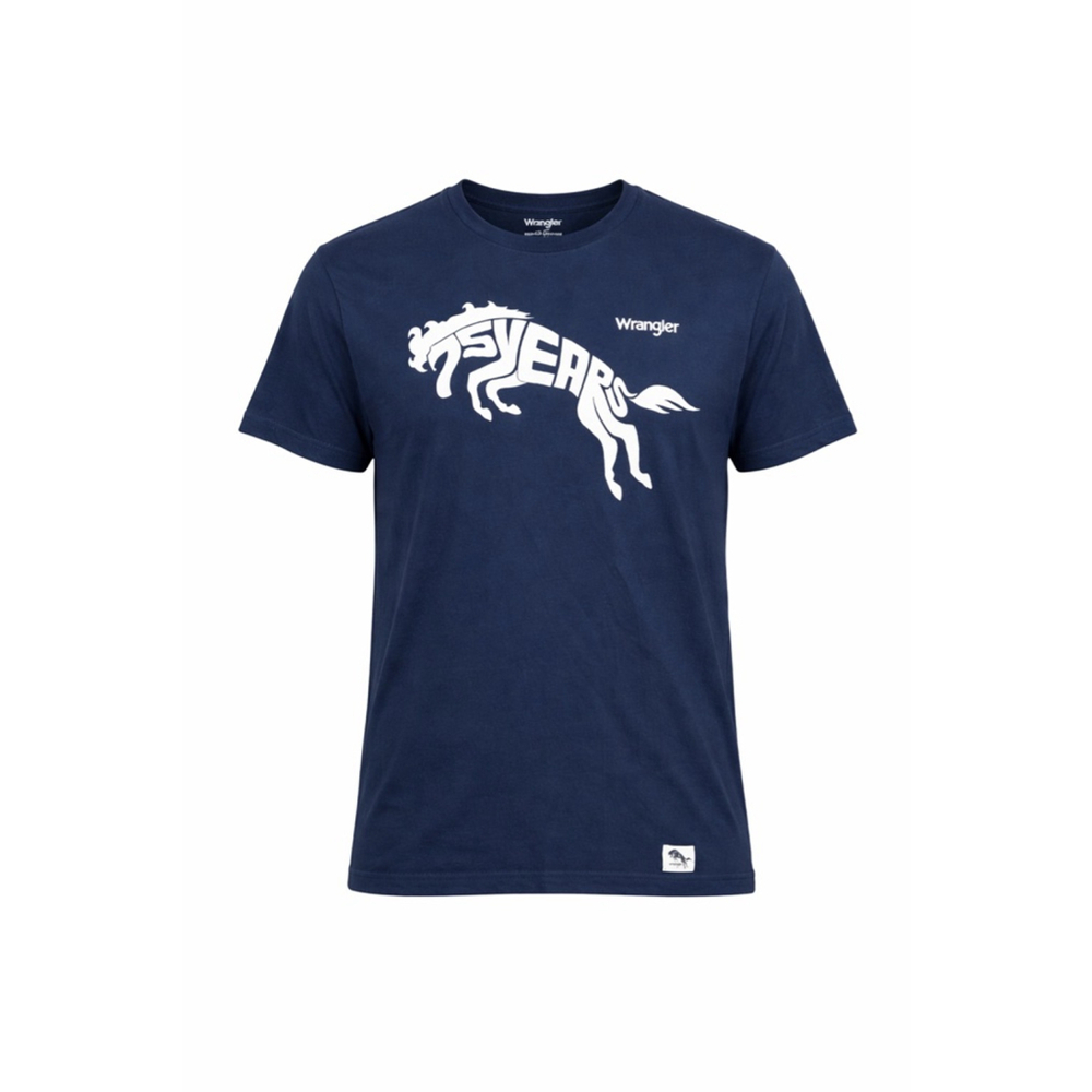 Wrangler Men’s 75 Years Graphic Short Sleeve Navy/White Tee Sz M